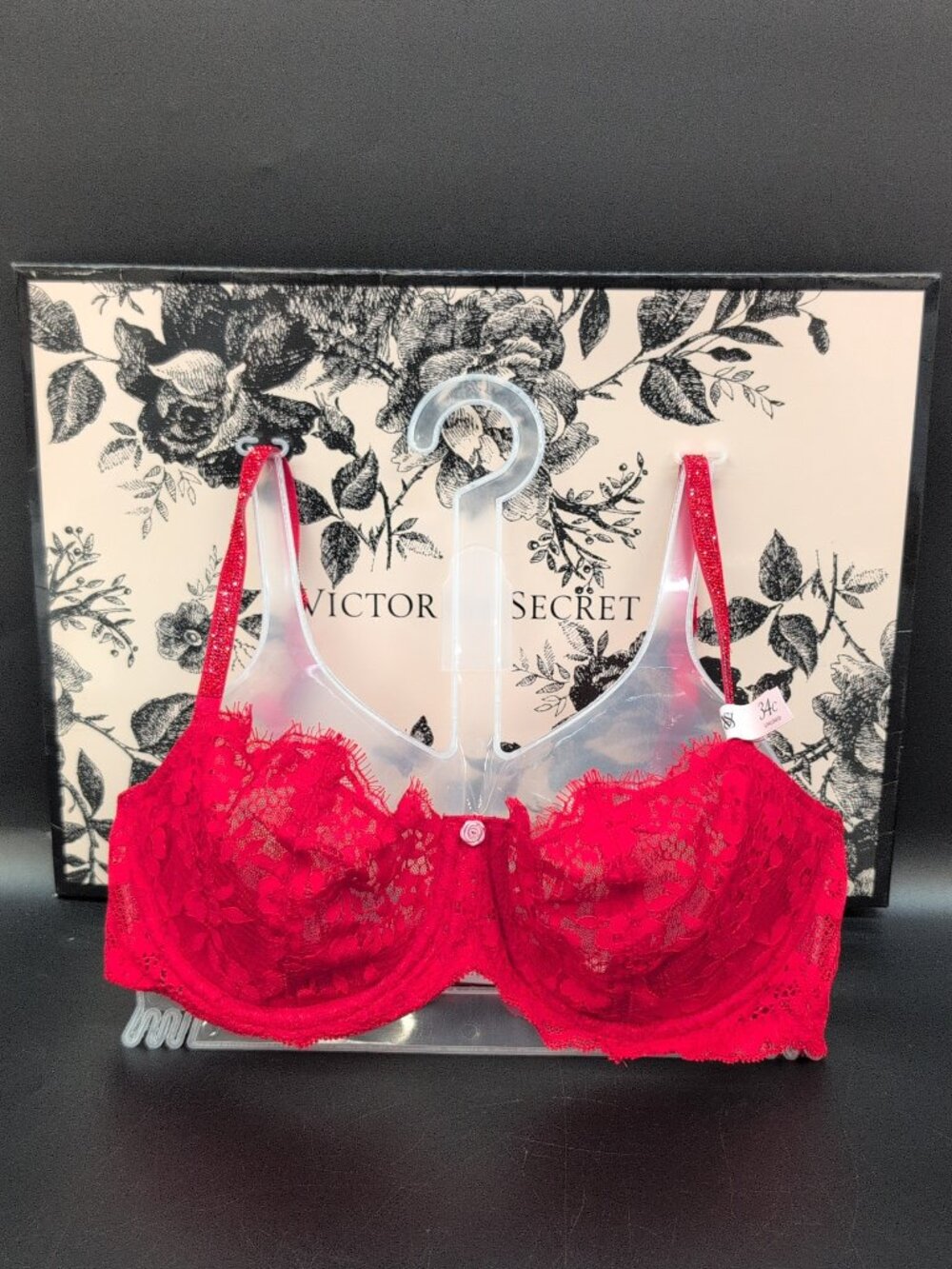 Victoria's Secret Very Sexy Wicked Unlined Lace Balconette Bra 34C Red NWT